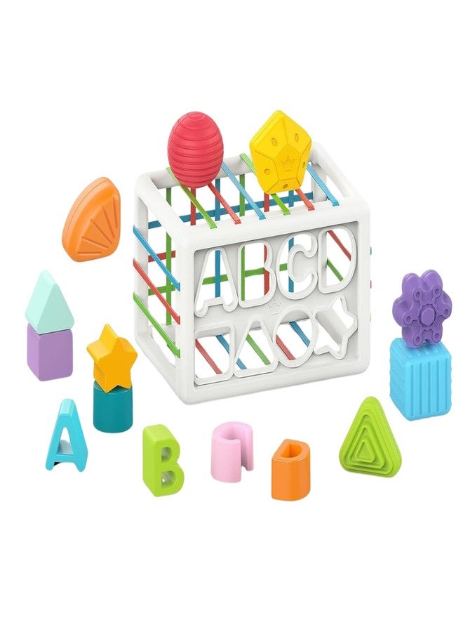 BIG FOLK BIGFOLK® Baby Shape Sorter Toy Set| 14 Pcs Sensory Shapes & Elastic Band Box | Montessori Brain Development Toy for Toddlers Age 1-3 | Early Learning Gift for Boys & Girls| BPA-Free & Safe - Image 1